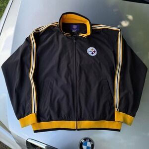 Vintage 90s Black and yellow Reebok Pittsburgh Steelers full zip track jacket